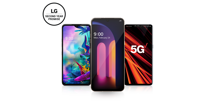 generic second year promise logo + sprint LG 5G V50 ThinQ + LG G8 ThinQ + LG V40 ThinQ