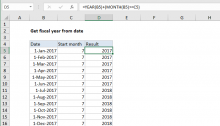 Excel formula: Get fiscal year from date